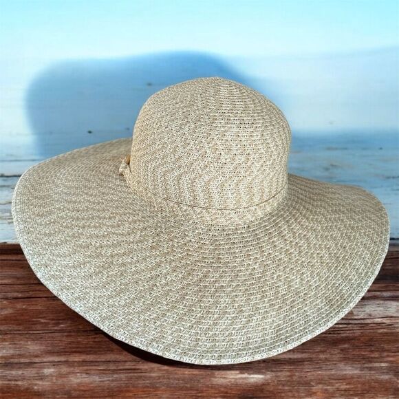 Croft & Barrow Women's Beige Floppy Sun Hat Wide Brim Summer Casual - Picture 3 of 6